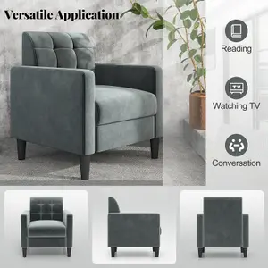 COSTWAY Modern Velvet Accent Sofa Chair Tufted Back Single Side Chair