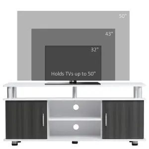 HOMCOM TV Cabinet Stand Entertainment Center Media Console Storage Grey, White