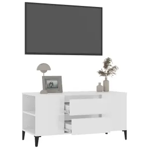 Berkfield TV Cabinet High Gloss White 102x44.5x50 cm Engineered Wood