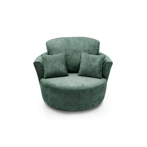 Harriet Crushed Chenille Swivel Chair in Rifle Green