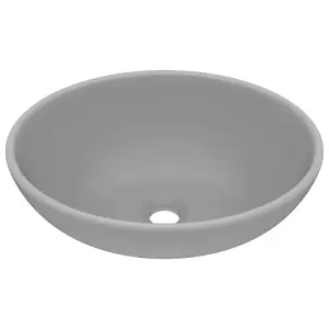 Berkfield Luxury Basin Oval-shaped Matt Light Grey 40x33 cm Ceramic