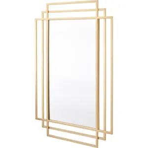 Iron Rectangle Wall Mirror Gold