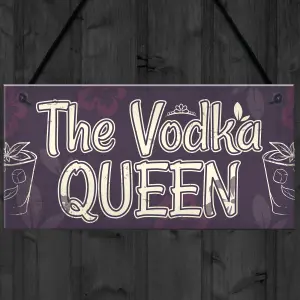 Red Ocean Vodka Queen Funny Friendship Gift Birthday Home Bar Hanging Wall Sign Plaque Gift For Her