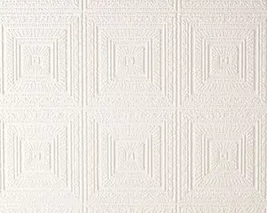 Paintable Wallpaper Big Squares Expanded Textured Vinyl White Luxury AS Creation