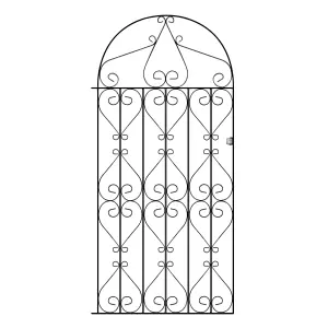 REGA Metal Scroll Tall Bow Top Garden Gate 991mm GAP x 1867mm High RBZP43