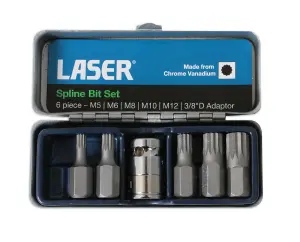 Laser Tools 0592 6pc Spline Bit Set with 3/8" Drive Bit Adaptor