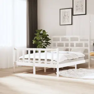 Berkfield Bed Frame White Solid Wood Pine 140x200 cm