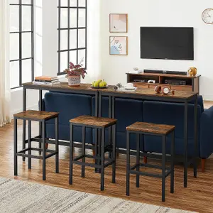 VASAGLE Dining Table Set, Bar Table and Stools Set, Breakfast Bar Table with Bar Stools Set of 2, Industrial Steel Frame