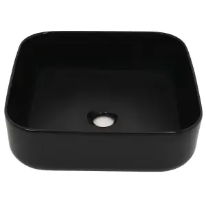 Berkfield Basin Ceramic Square Black 38x38x13.5 cm