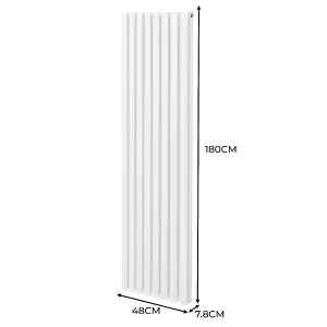 Oval Column Radiator & Valves - 1800mm x 480mm - White