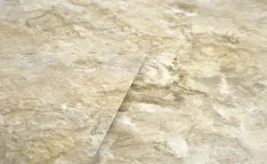 Floor Tiles Self Adhesive Vinyl Flooring Kitchen Bathroom Beige Marble Stone - Pack of 4 (0.37sqm)