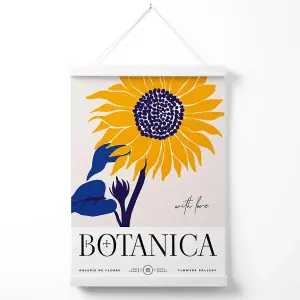 Blue and Yellow Sunflower Flower Market Exhibition Poster with Hanger / 33cm / White