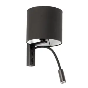 Luminosa Tira Wall Lamp Black E27 with Reading Light 3W 3000K