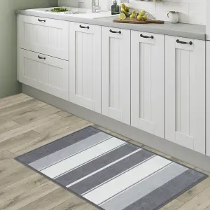 Recylon Grey Striped Heavy duty Mat, 120cm x 67cm