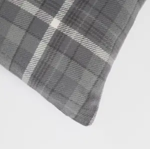 Woven Check Cushion Covers Tartan Pack of 2 Pillow, 45 x 45cm - Charcoal