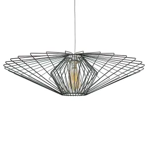 ValueLights Sinat Geometric Design Black Wire Basket Cage Ceiling Pendant Light Shade