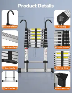 TECKNET Telescopic Ladder 3.8M/12.5FT