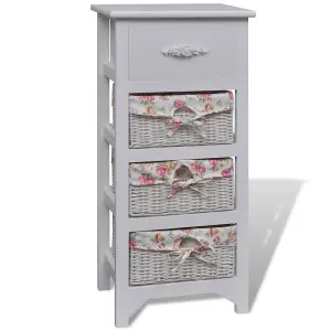 Berkfield Cabinet with 1 Drawer and 3 Baskets White Paulownia Wood