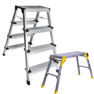 Excel Aluminium Stool Ladder 4 Tread with Work Bench Folding Hop Up 300mm