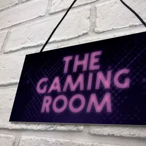 GAMING ROOM Sign Neon Effect Hanging Games Room Man Cave Bedroom Sign