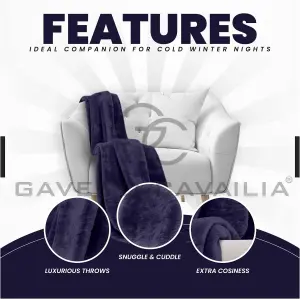 GC GAVENO CAVAILIA Luxury Faux Fur Throw 150x200 CM Blue Fleece Blanket for Double Bed & Sofa Bed