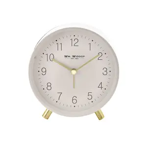 Analogue Metal Quartz Movement / Crystal Alarm Tabletop Clock White