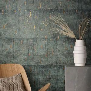 Galerie Air Collection Gold Metallic Aged Concrete Textured Wallpaper Roll