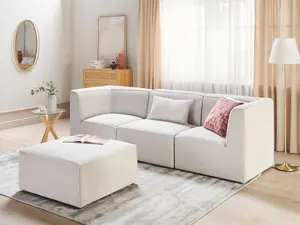 3 Seater Modular Jumbo Cord Sofa with Ottoman Off White LEMVIG