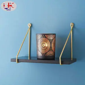 Addre Floating Shelf Black/Gold / 20cm H x 40cm W x 15cm D