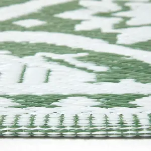 Homescapes Green Outdoor Rug with Floral Leaf Pattern, 122 x 182 cm