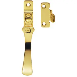 Lockable Victorian Casement Window Fastener 57 x 13mm Polished Brass