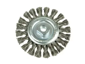 Lessmann 100mm Knot Wheel Brush for Grinders - Steel Wire M14 Bore