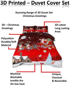 Christmas Greeting DUVET SET 3D Print Polycotton Bedding Set