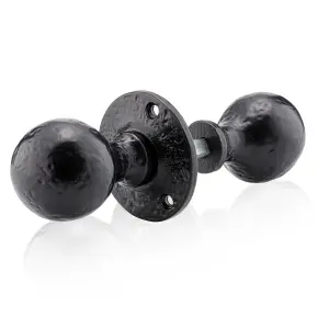 XFORT Smithy's Range Black Antique Ball Shaped Mortice Door Knob Door Handle Set