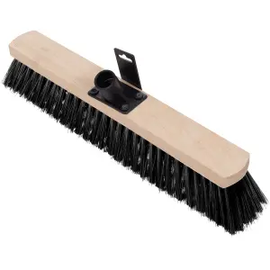 Hardys Sweeping Brush Head Replacement - Garden Yard Stiff Bristle Brush, Hard Beech Stock, Fitted Bracket - 45cm x 6cm x9cm