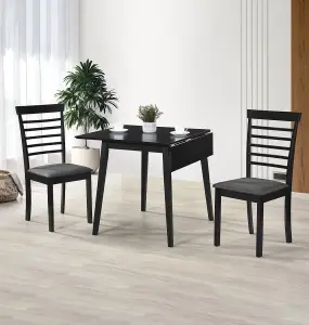 Hallowood Furniture Ledbury Drop Leaf Rectangular Table with 2 Chairs in Black Finish