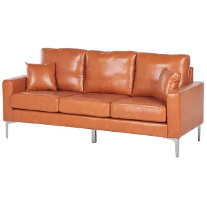 3 Seater Faux Leather Sofa Brown GAVLE