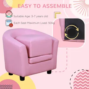 HOMCOM Kids Mini Sofa Children Armchair with Ottoman for Bedroom Playroom Pink