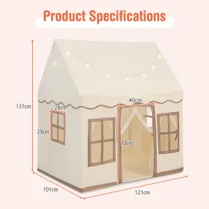 Costway Kids Play Tent Indoor Kids Playhouse with Star Lights Toddler Castle Play Tent