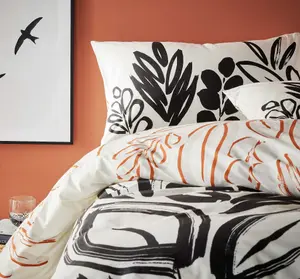 Vantona - Mono Leaves Black & White Floral Bedding Set