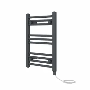 Rinse Bathrooms 200W Electric Heated Warming Towel Rail Bathroom Radiator Anthracite - 600x400mm