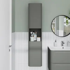 GoodHome Nevado Tall Matt Green Double Bathroom Column cabinet (H)160cm (W)35cm