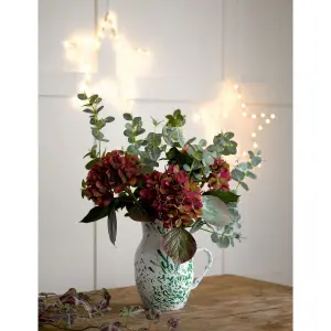 Bloom Artificial Single Burgundy Hydrangea Flower Stem - Faux Fake Silk Flower Indoor Home Decoration Floral Arrangements - L60cm