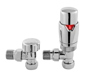 Luxury Angled Thermostatic Radiator Valves, Sold in Pairs - Chrome