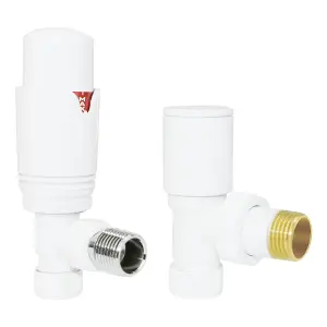 Right Radiators White Angled TRV Thermostatic Radiator Valve and Manual Angled Valve 15mm x 1/2"