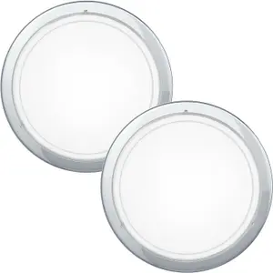 2 PACK Wall Flush Ceiling Light Chrome Shade White Clear Glass Painted E27 60W