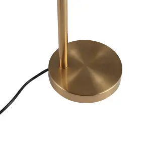 Gold Brass Base Table Lamp with Glass Lampshade