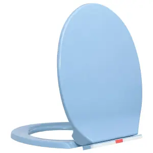 Soft-Close Toilet Seat Quick Release Blue Oval