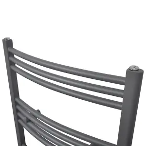 Grey Bathroom Central Heating Towel Rail Radiator Curve 500x1160mm