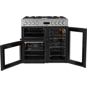 Beko KDVF90X Freestanding Electric Range cooker with Gas Hob - Stainless steel effect